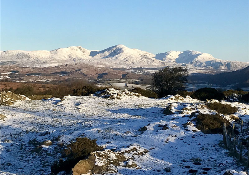 Coniston mountains in the snow